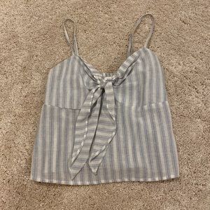 Brandy Melville Blue and White Striped Tye Front Tank Top